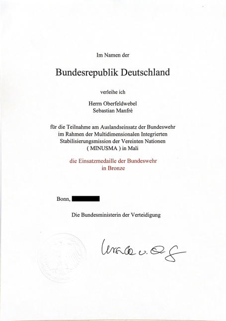 Einsatzmedallie Mali Bw - Einsatzmedallie Mali