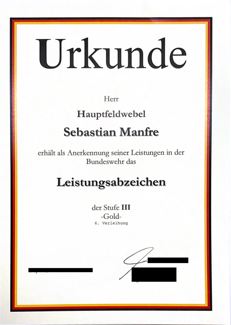 Bw - 6. Leistungsabzeichen Gold Bw - 6. Leistungsabzeichen Gold